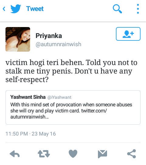 indianfeminists's tweet photo. #internethindu gets a befitting reply
Way to go girl https://t.co/9MTuj5rsJz
