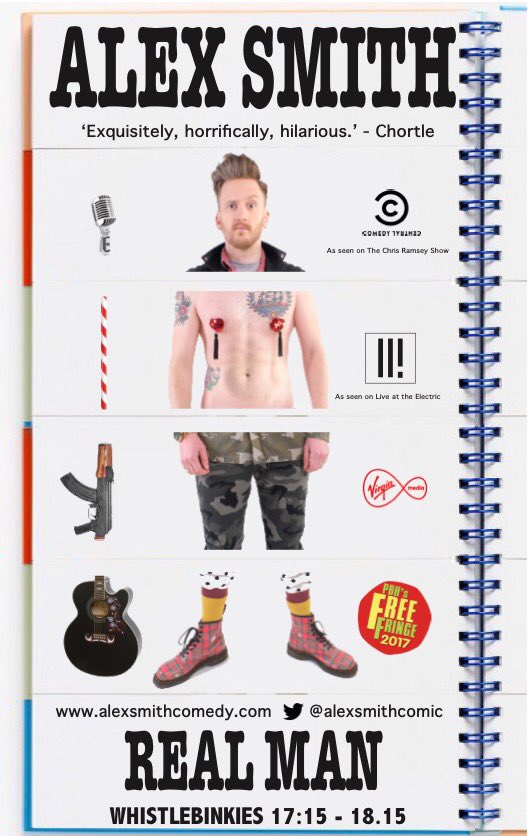 BadMonkeyPR's tweet image. Our @alexsmithcomic starts his @edfringe run today! 
Catch him at 5:15 at Whistlebinkies.