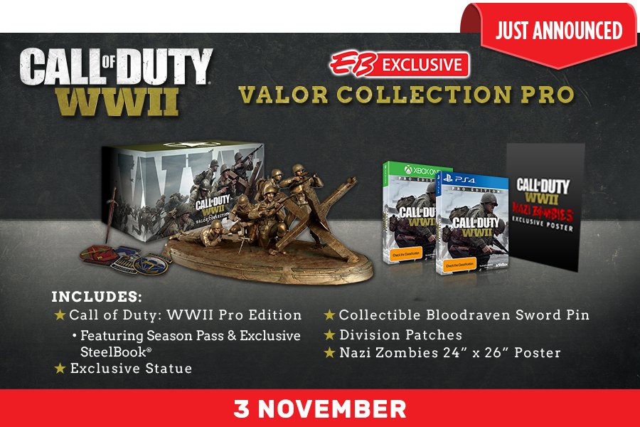 * ALL ORIGINAL & COMPLETE IN BOX 2017 Call of Duty WWII Valor Collection  set.