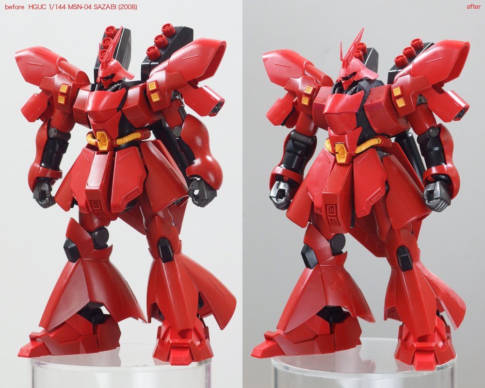 松井 淳 Hguc 1 144 Msn 04 サザビー 重量級なんだけれど どっしり落ち着いた感じではない という風にしたいんですが 現状だとそこは達成できてないすね それにしてもデザインと色が強いんで なまじのバランス修正では手応えが薄いっす T
