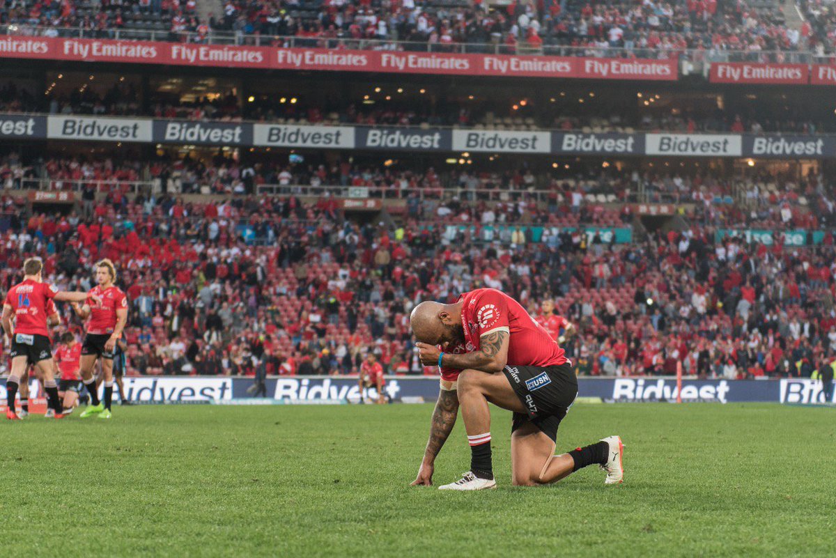 VodacomRugga's tweet photo. The disappointment is plain to see on the Emirates @LionsRugbyCo's faces but every one of them was a winner this season #lions4life https://t.co/9xVfcbgg0g