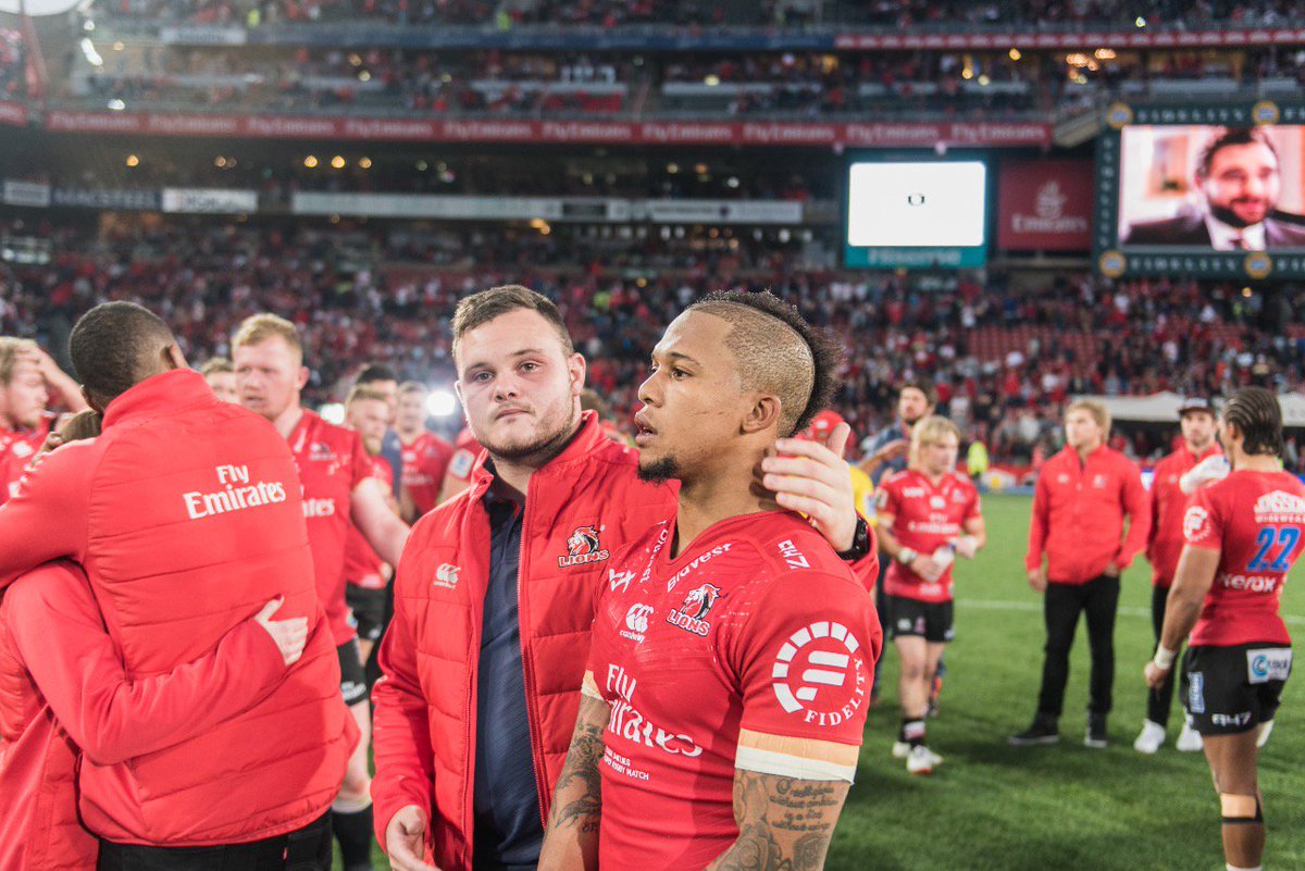 VodacomRugga's tweet photo. The disappointment is plain to see on the Emirates @LionsRugbyCo's faces but every one of them was a winner this season #lions4life https://t.co/9xVfcbgg0g