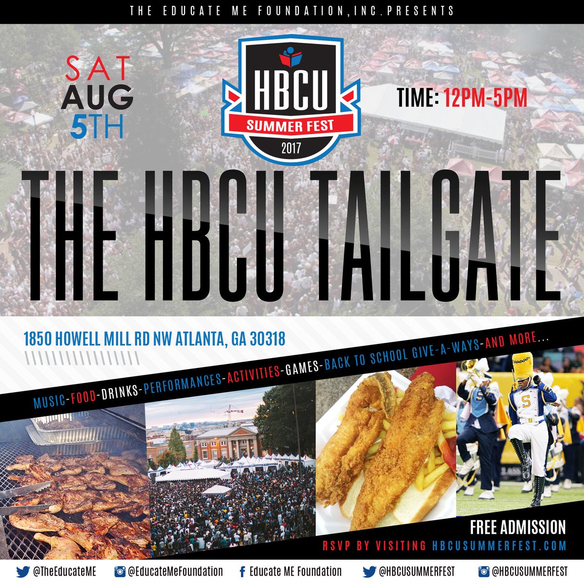 #TheHBCUTailgate Come kick it 12p-5p on the grounds near ATL Food Truck &amp; Market. FREE ADMISSION🚨
Food | Games | BACK 2 SCHOOLGIVEAWAYS‼️