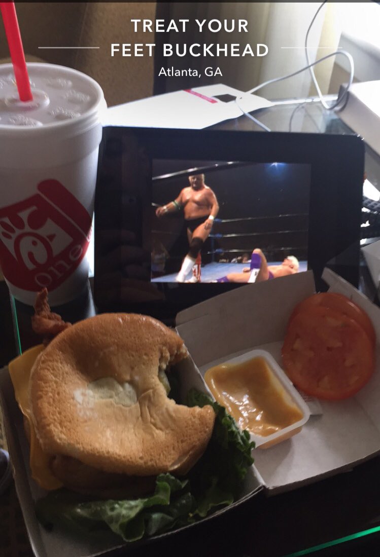ImSteveMigs's tweet photo. Watching #DustyRhodes vs #RicFlair while eating @ChickfilA ... #HashTagBlessed #Starcade85 #MSBC29 https://t.co/uApciYUMqL