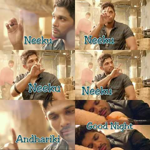 alluranjani's tweet image. 😍😍😍😋❤ Good Night darling @alluarjun 😘😍❤😀 #Iddarammailtho style 😉😉
