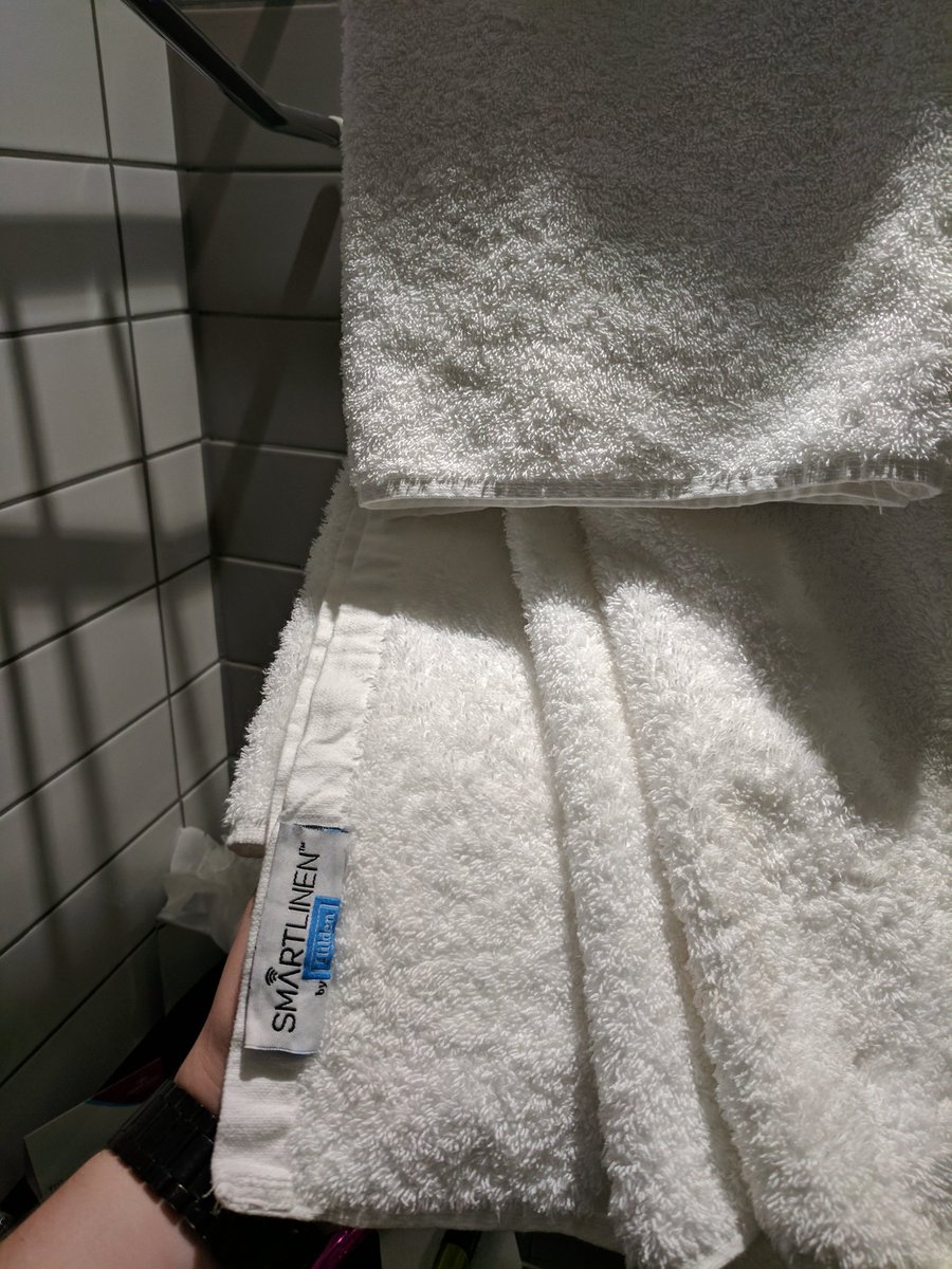LastKnightUK's tweet photo. At my brother's wedding in a fancy hotel and the towels have RFID Tags in them. #weirdtech #RFID #spottedtech https://t.co/PSXumb7zFv