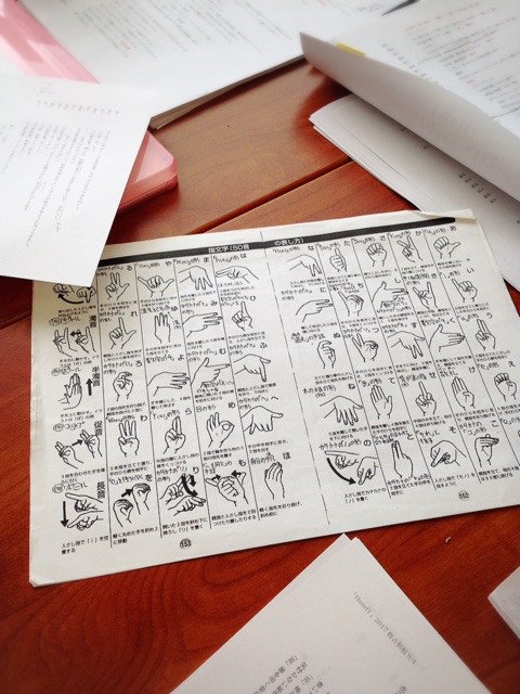 市村啓二 ブログ更新しました 手話練習日 写真の表は指文字あいうえお T Co Qx2czf4ayz 舞台handy ハンディ 手話 二人芝居