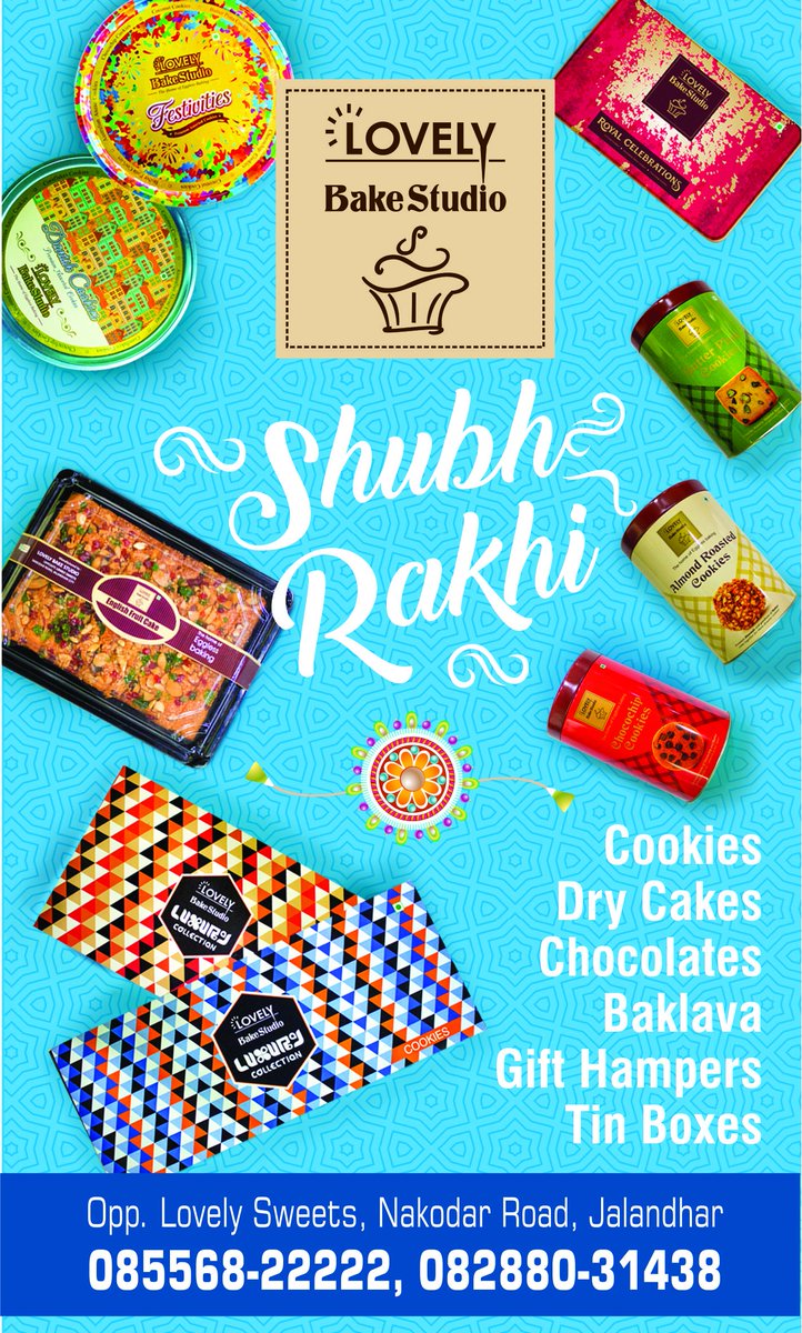 LovlyBakeStudio's tweet photo. Shubh Rakhi. Visit @LovlyBakeStudio  for Rakhi Special Gift Hampers.
@RakshaBandhan 😃 https://t.co/DHmvBu6Vmb