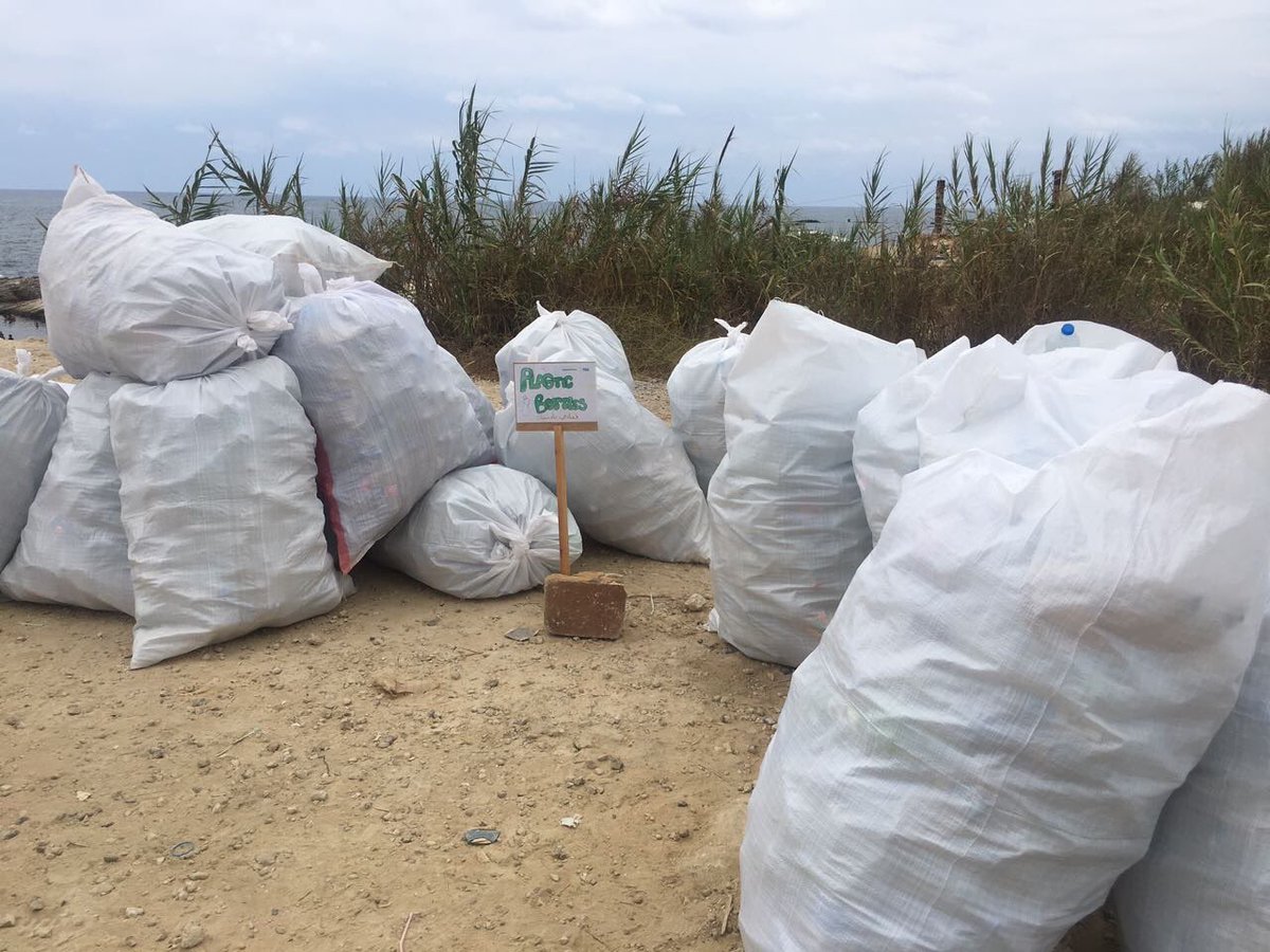 mashrou3leila's tweet photo. Thank you to everyone who helped at the raouche cleanup today! All waste collected used in a massive installation at our @ehdeniyat concert https://t.co/H4NLaBTToK