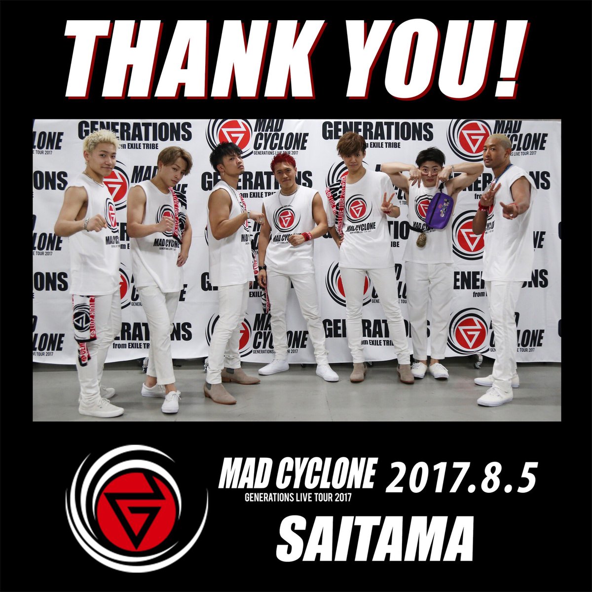 generationsfext's tweet photo. GENERATIONS LIVE TOUR 2017"MAD CYCLONE"
埼玉公演3日目 終了しました‼️
明日の埼玉ラストDAYも盛り上がっていきましょう🔥🔥🔥

#GENERATIONS
#MADCYCLONE https://t.co/LjXqeDG10G