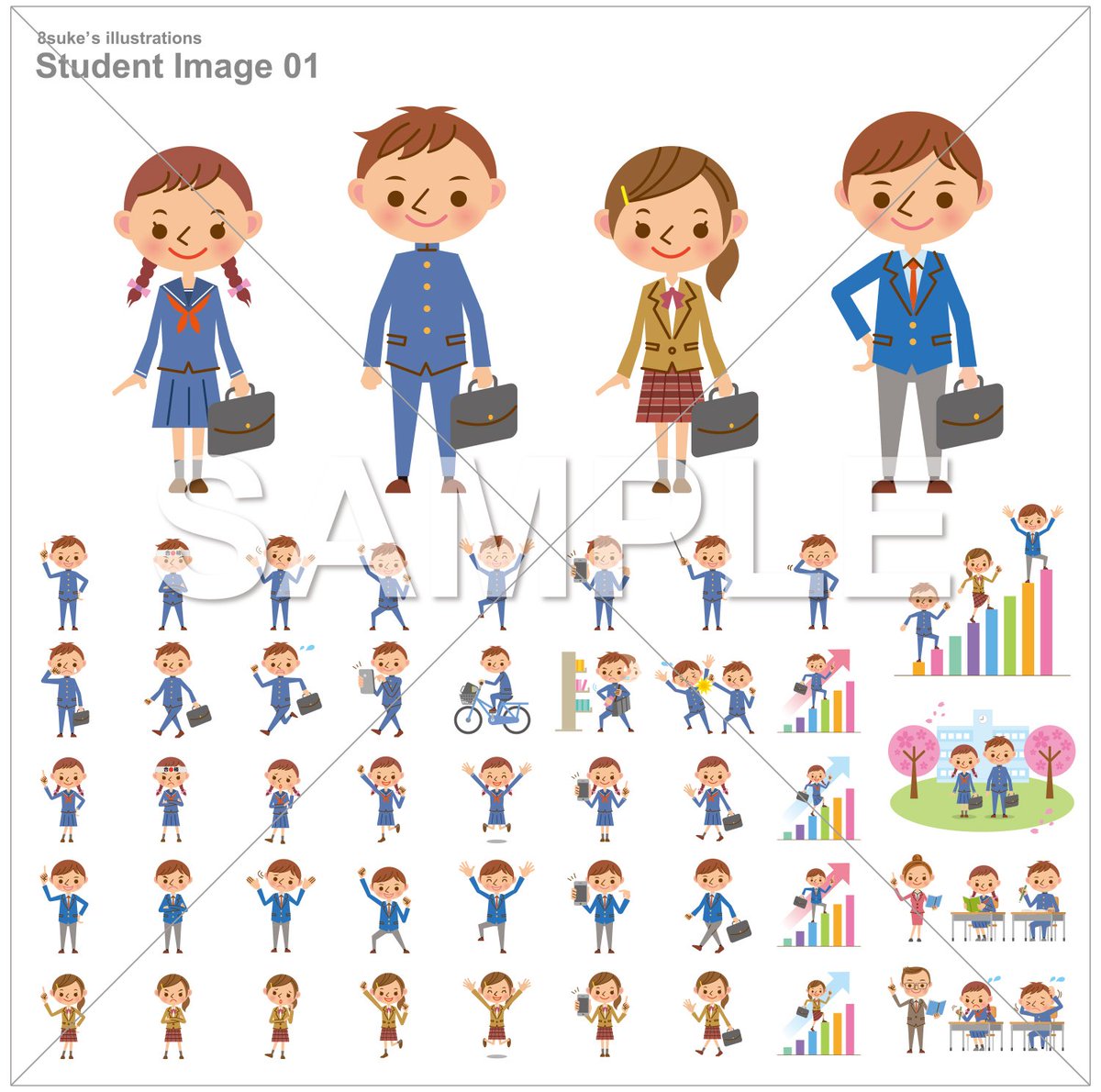 8suke בטוויטר 8sukeの人物イラスト屋では 中学生 高校生男女4キャラクターの表情やポーズを描いたシンプル かわいいイラスト48点を お得なセットでダウンロード販売しています T Co Qst6ezopdj