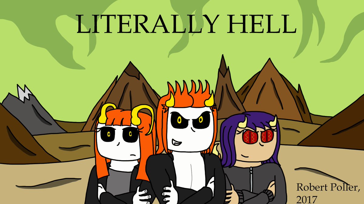 hell_literally's tweet photo. Drawn another Literally Hell pic! 😀😈😀#literallyhell #damien #lucy #mary #cartoon #original #demons #webseries #guitarrob #robertpoller https://t.co/KsYodhYaNu