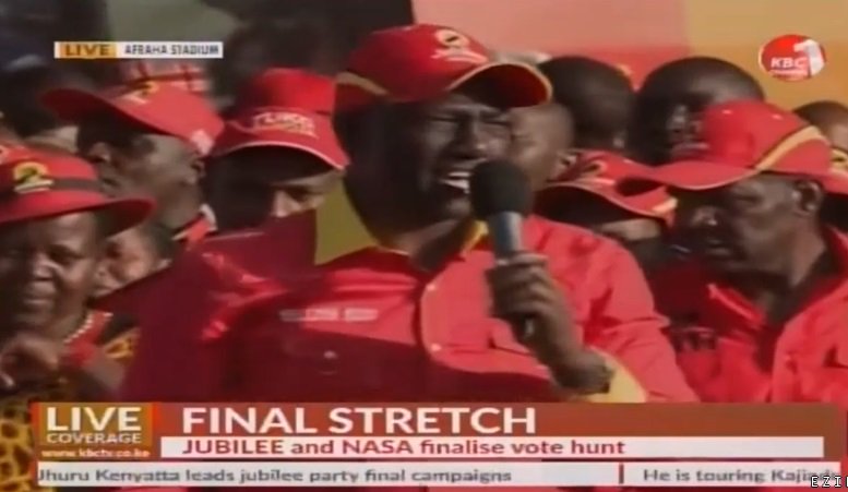 KBCChannel1's tweet photo. @WilliamsRuto: We shall create 6 Million jobs for our youth in this country #KenyaDecides #Jubilee at #Afraha https://t.co/KuK47G2tAV