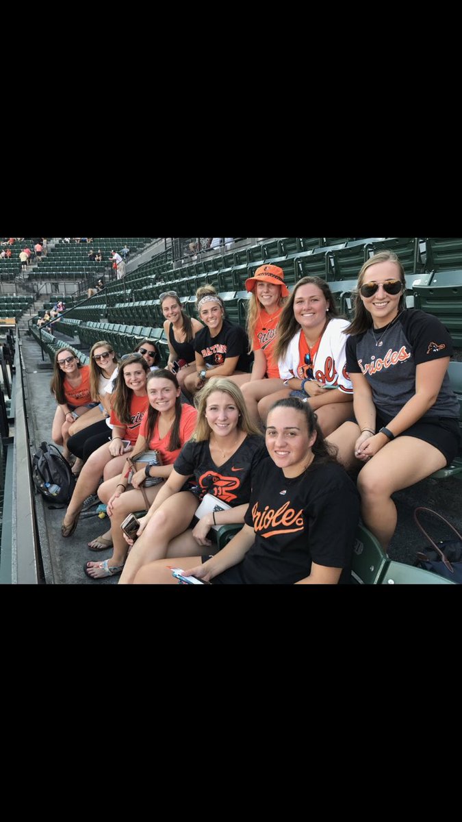 RedFlashLax's tweet photo. 11 current #RedFlashLax players, and 1 alum, cheering on the #Orioles last night !!! #LaxFam #SFULax ❤️⚡️ https://t.co/o0yFvElroc