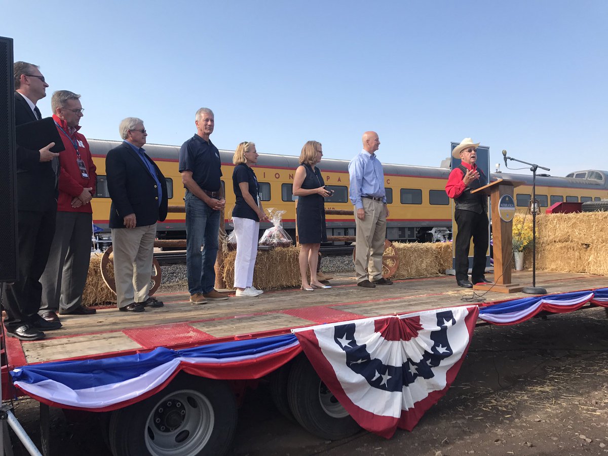 nebimpact's tweet photo. The #NE150Express rally in Ogallala has begun! @UnionPacific @GovRicketts https://t.co/tW8hLk5xgo
