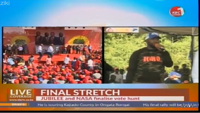 KBCChannel1's tweet photo. Jubilee and NASA teams wind up campaigns by urging Kenyans to turn up in large numbers to vote on Tuesday 8 #KenyaDecides #Afraha #UhuruPark https://t.co/u4syjKHMny