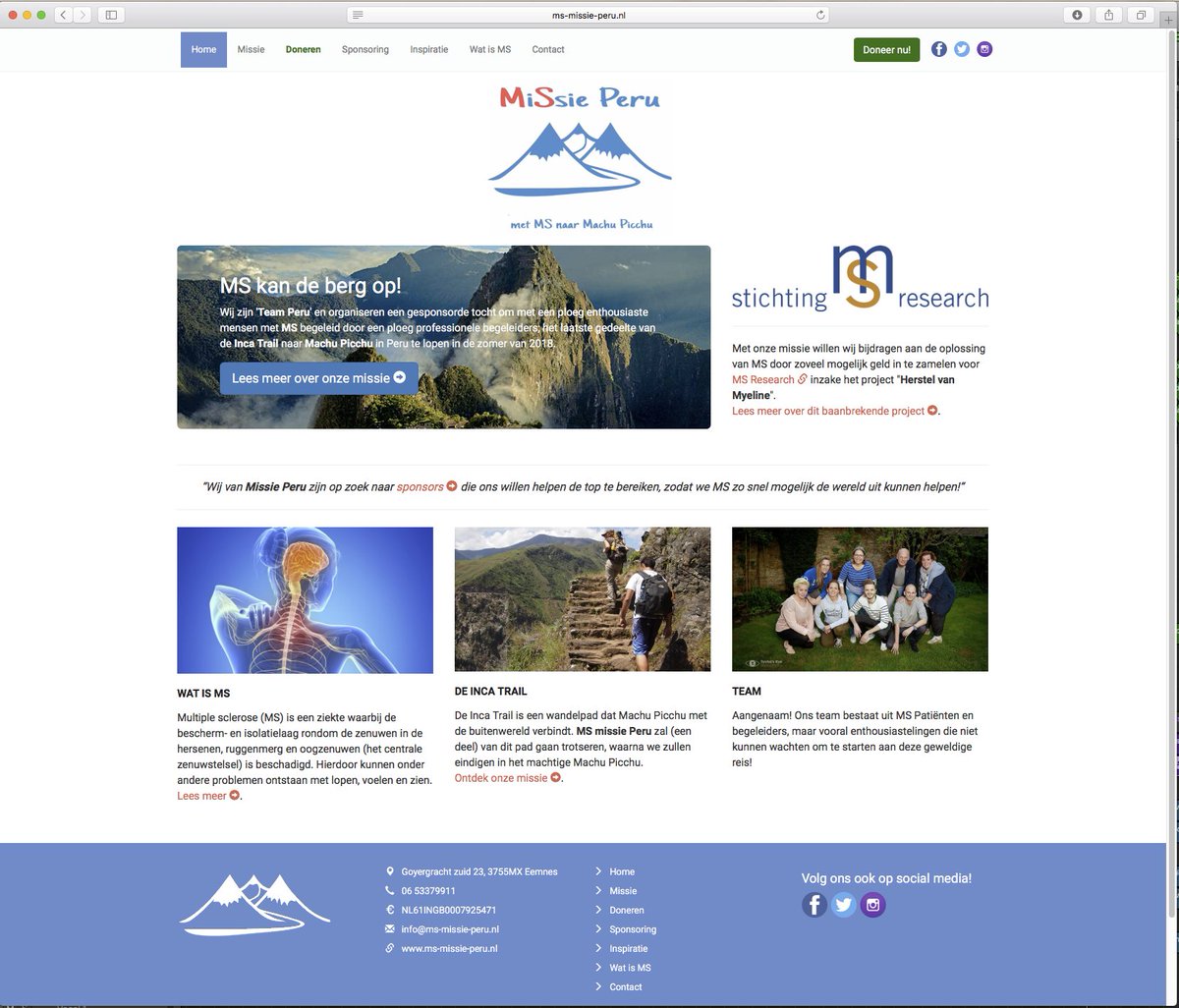 Onze nieuwe site is online! Vind hier alles over onze #ms missie en het <a href="/MS_Research/">MS Research</a> project dat wij steunen. ms-missie-peru.nl