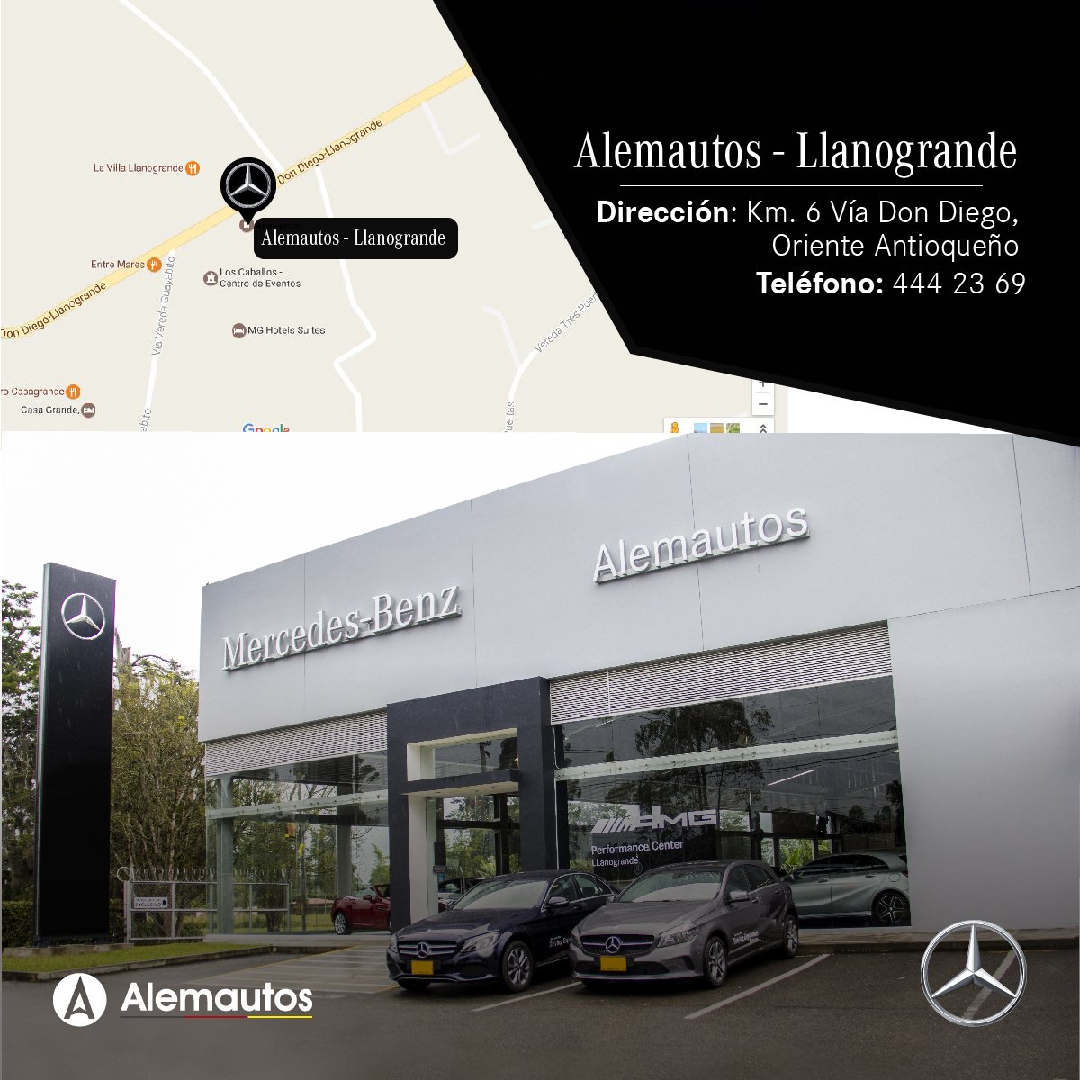 Alemautos's tweet photo. Si hoy sábado tu plan es salir al oriente, te recomendamos visita el primer AMG Performance Center en Antioquia. Te esperamos. #MercedesBenz https://t.co/xOrTuoPRfG
