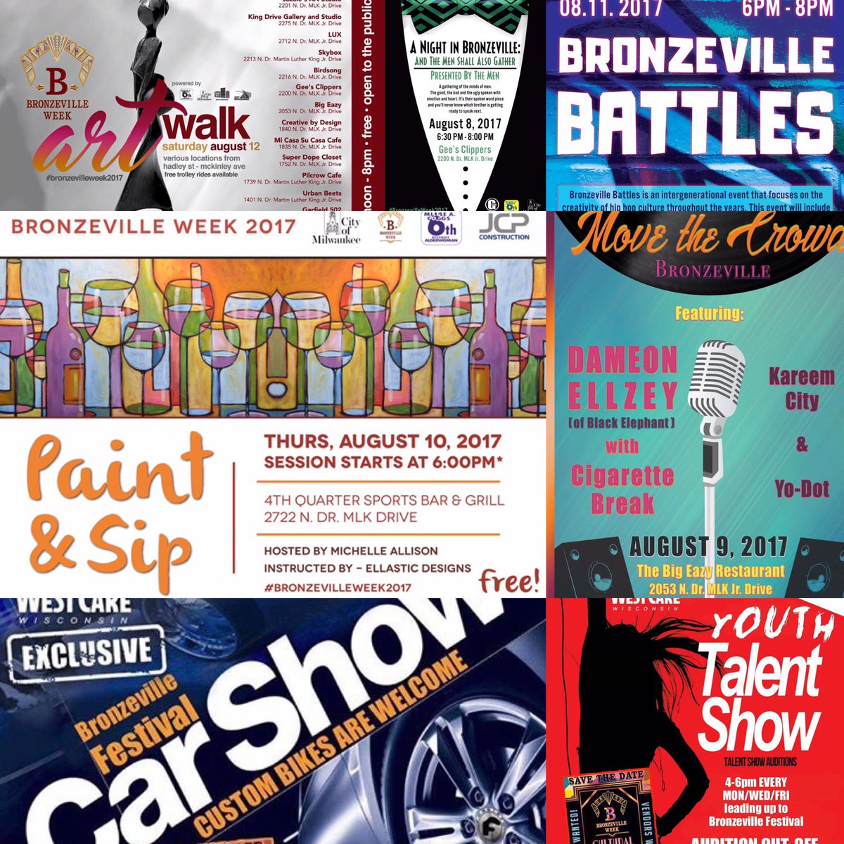 TeamFirey's tweet photo. What a week we have in store for you! #BronzevilleWeek2017 #ArtsCultureCommerce #SevenDaysPlusOne #BronzevillePROUD https://t.co/E4VynqZlb2
