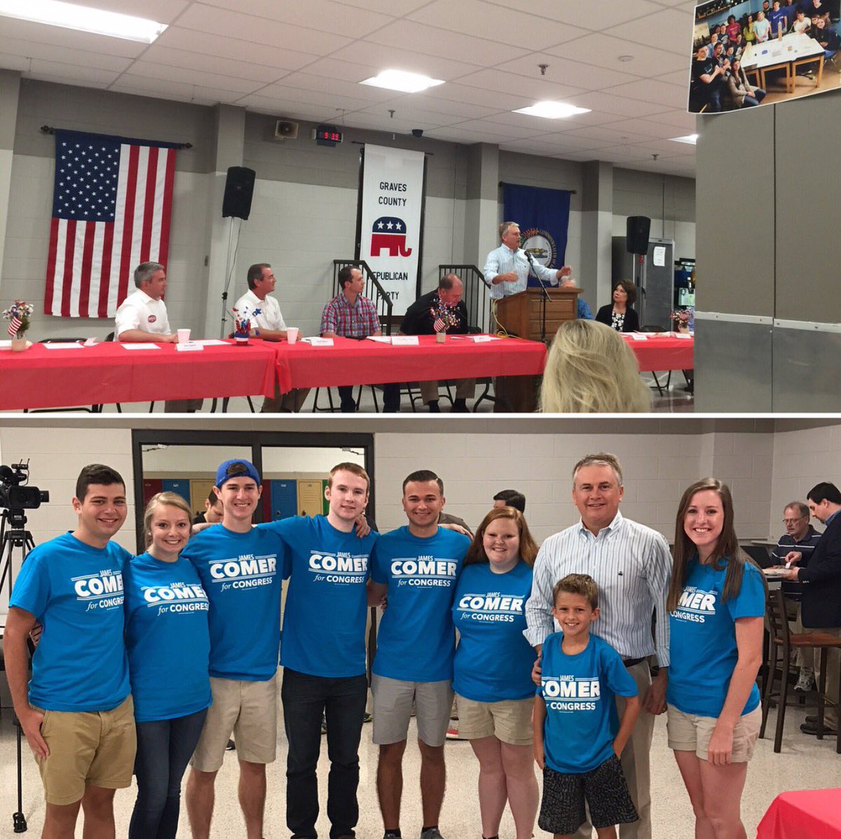 JamesComer's tweet photo. It's #fancyfarm137 time!!! Enjoying the Graves County GOP Breakfast! https://t.co/bHGd0vJOOr