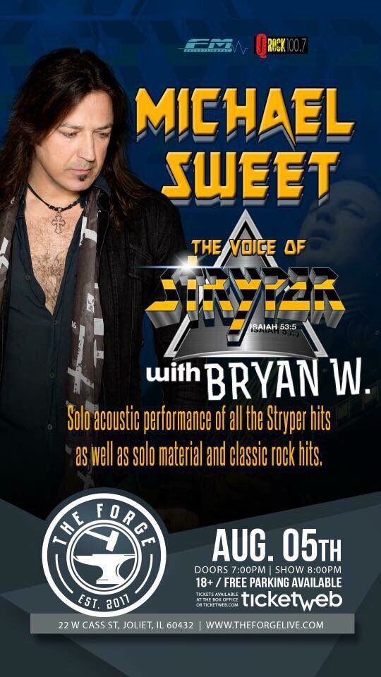 I'm live with <a href="/michaelhsweet/">MichaelSweet Stryper</a> (Stryper) tonight at <a href="/TheForgeLive/">The Forge</a> !
Doors 7, Show 8. Git it!