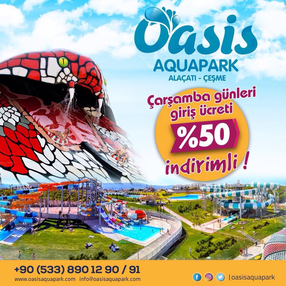 Havlunu,mayonu al veee Oasis'e gel. Çünkü "Çarşamba" günleri giriş ücreti "%50" indirimli!