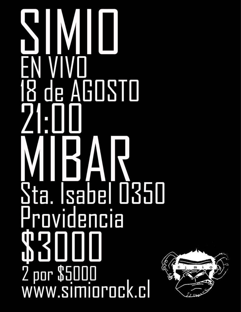 SIMIO_ROCK's tweet image. Ya tienes panorama para el viernes 18. SIMIO en VIVO! @MiBardeRock 21:00hrs Nuevo material! Sorpresas! Nos vemos allá!