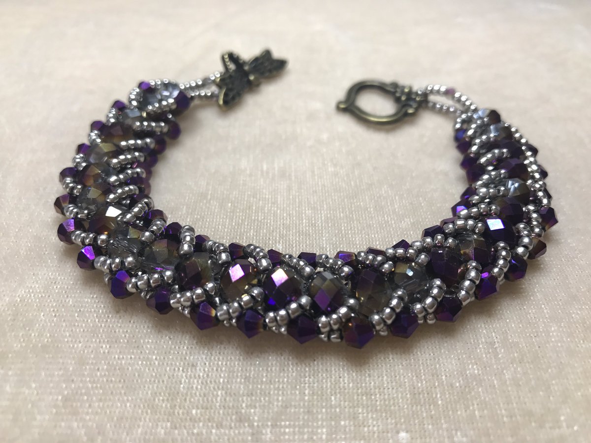 Purple and bronze sparkly bracelet 🐝😍#handmadejewelry #Beads