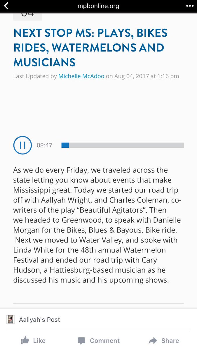 aallyahpatrice's tweet photo. Didn't catch me on @MPBOnline's #NextStopMS promoting #BeautifulAgitators? Listen here: https://t.co/YVetbRW6ry ✨ https://t.co/qSyTKVduFV