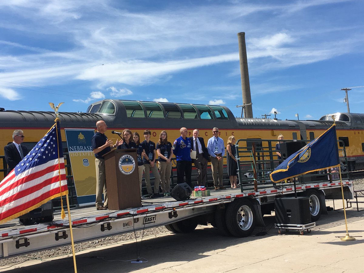PeteRicketts's tweet photo. Thanks 2 everyone who came out 2 the #NE150Express tour rallies in Columbus + N. Platte yesterday. It was a fun day celebrating Nebraska! https://t.co/Hk1Uj4Bbxf