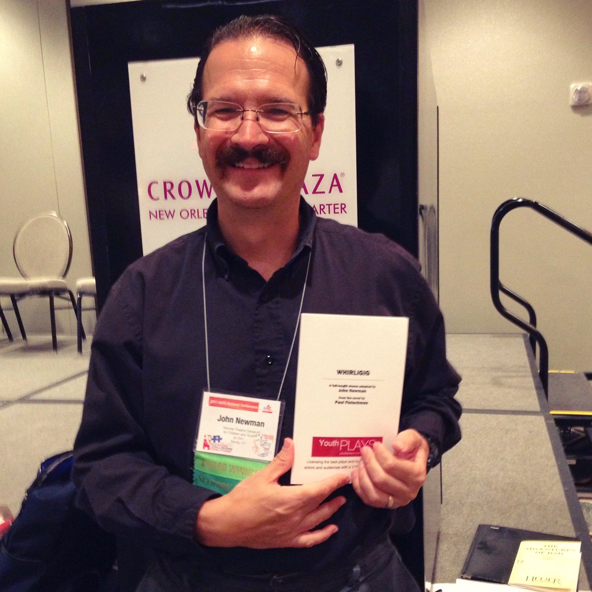 youthplays's tweet photo. YouthPLAYS author John Newman at @AATENow with his new play “Whirligig”—based on the novel by Paul Fleischman! #AATE2017 https://t.co/1DWbRLIaIV