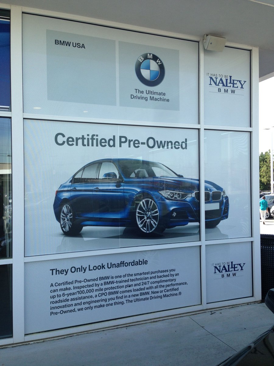 lotmonkey's tweet photo. Certified Pre-Owned Showroom Graphics @nalleybmw @ChrisMcCauley7 #smartpurchase #visualfx @visualfxatl #visualfxmarketing https://t.co/MvQ7LRPnLy