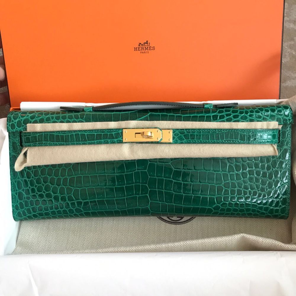 Hermès Kelly Cut Beton Crocodile Porosus Matte Gold Hardware GHW — The  French Hunter