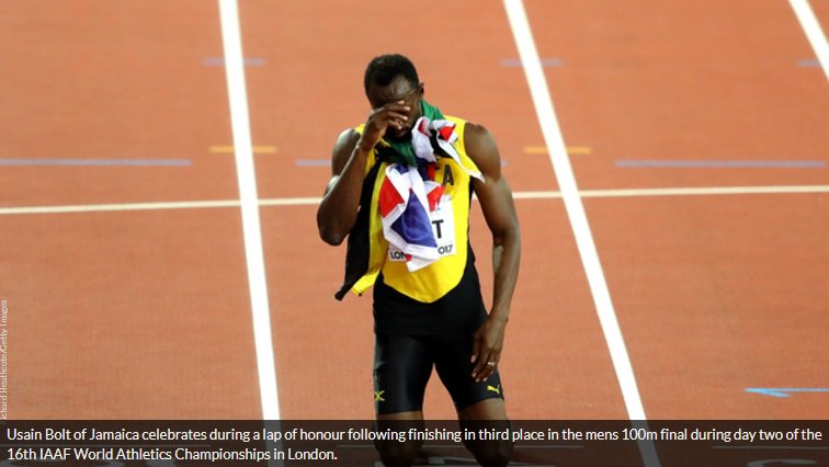 Jamaican Usain Bolt takes bronze in 100-meter world championship bit.ly/2vsDW95 https://t.co/pOeyiomyft