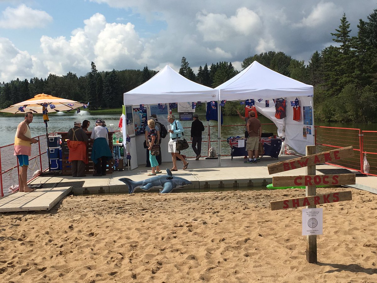 KimKellyMD's tweet photo. Fun idea to have the ๐ฆ๐บ pavilion floating in the pond and on the beach. @EdmHeritageFest https://t.co/ts1TOnTzmv