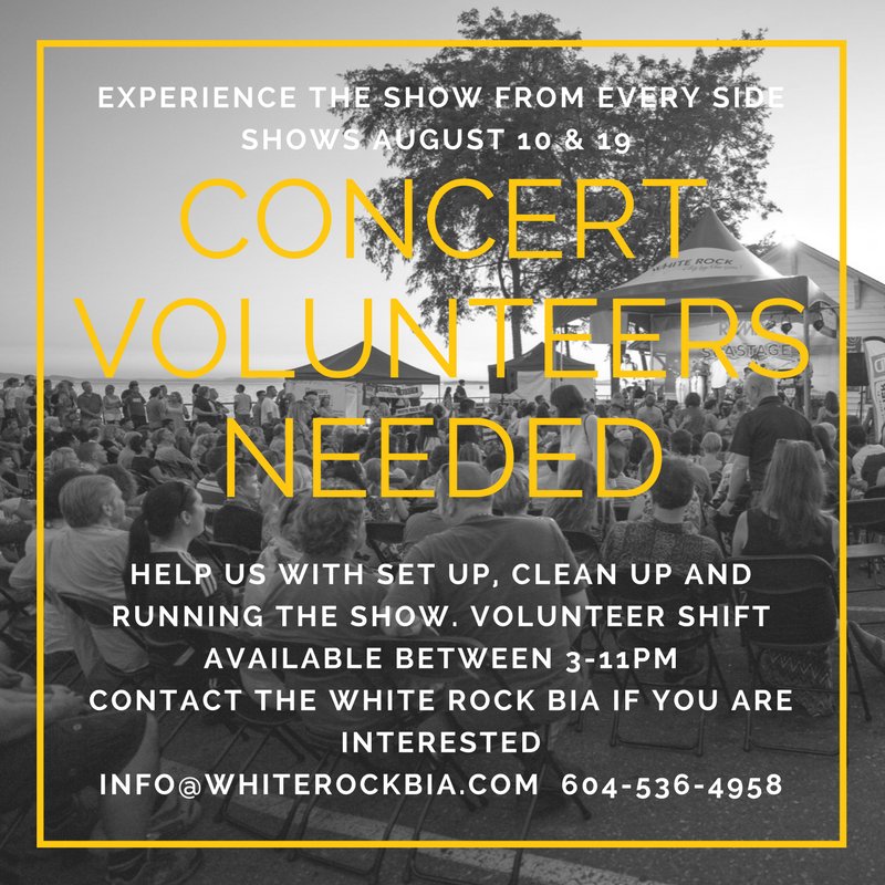We need volunteers to help us with the last two concerts of the summer Aug 10 &amp; 19 lots of jobs available all while listening to live music!