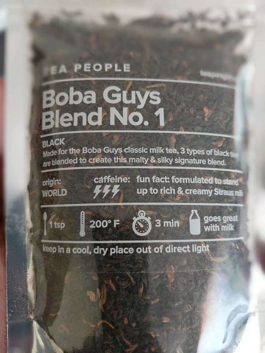 satejsoman's tweet photo. hey @TeaPeopleUS, there's a mistake on your @BobaGuys blend package: it says 'origin: world' when it's actually out of this world https://t.co/Yeoc6HUL76