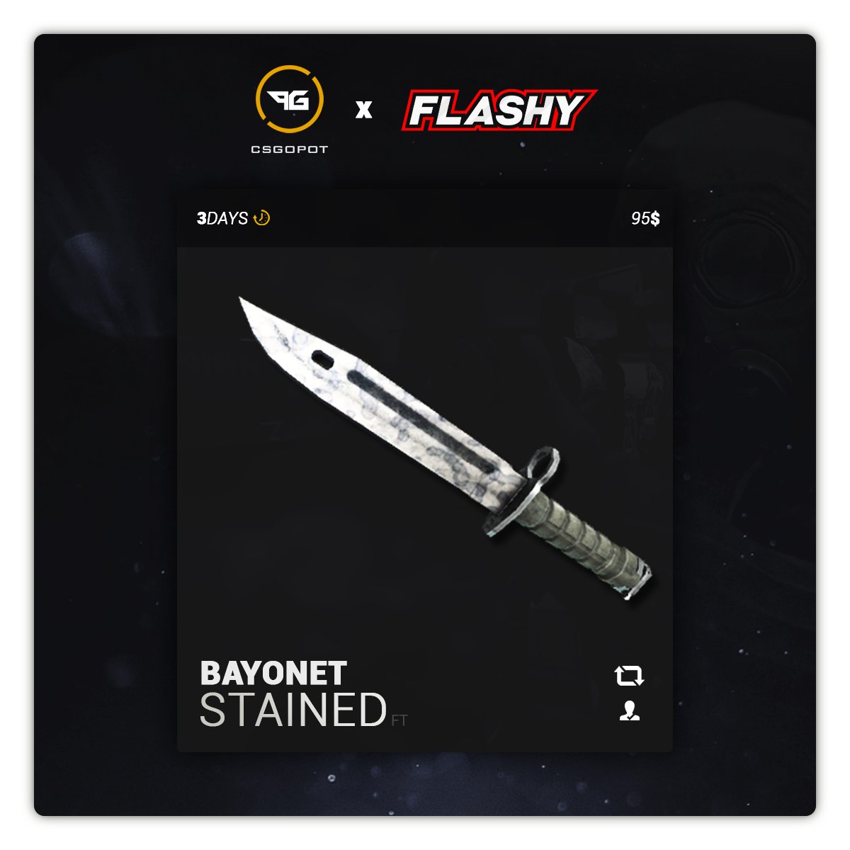 flashyflashycom's tweet image. KNIFE GIVEAWAY! 🚨

To win: 
✔️ RETWEET
✔️ Follow us &amp;amp; @csgopot
✔️ Visit: goo.gl/vWCcK4  &amp;amp; csgopot.com 

3 Days