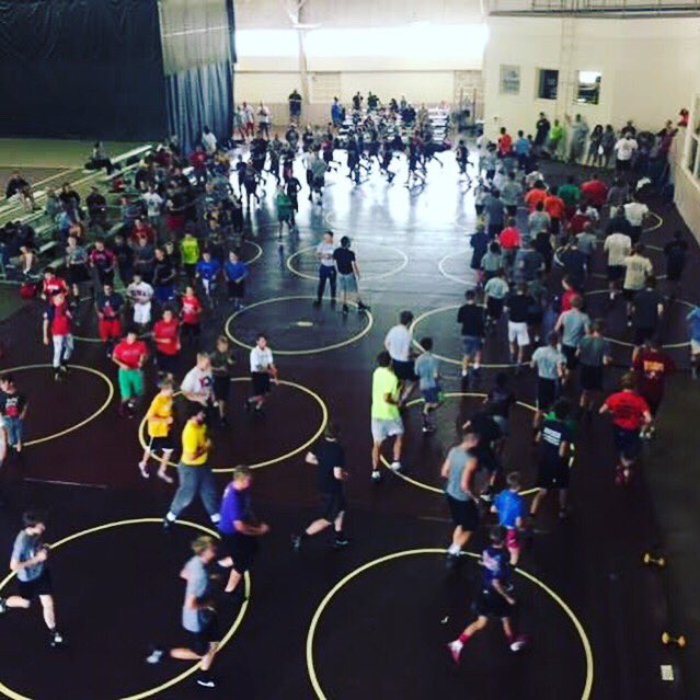 CoeCollege's tweet photo. Athletes are touring our new facilities &amp; learning from top wrestlers (including 2017 NCAA Champ Cory Clark) at today's wrestling clinic. https://t.co/VJeC8mBcbQ