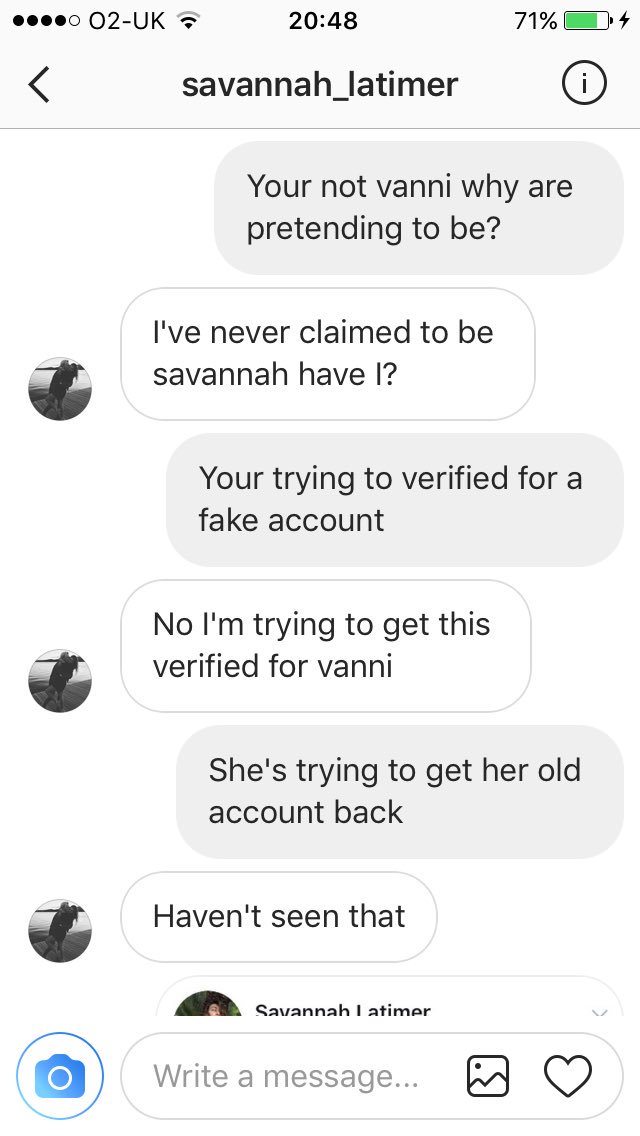 Courtandvanni's tweet photo. @Vanni_latimer27 I've been talking to the account who has your username says there not the hacker https://t.co/QfA2UugOXQ
