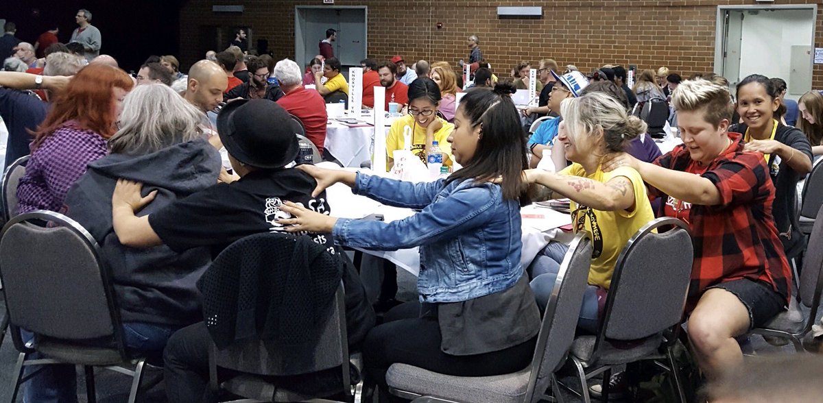 austin_DSA's tweet photo. Doing socialism is hard work and comrades take care of each other! #massagecircle #yallidarity #beautifulsocialists #southerncaucus #hashtag https://t.co/xV4sAS3n0t