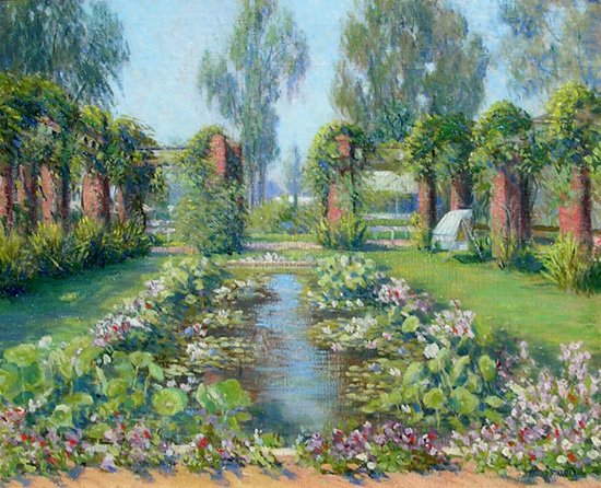 GSternFineArts's tweet photo. Oil painter, Harold #Streator turns #156 today, #BOTD in #1861. “California Garden in Santa  Barbara” is seen here. https://t.co/VjT1IZs6mp
