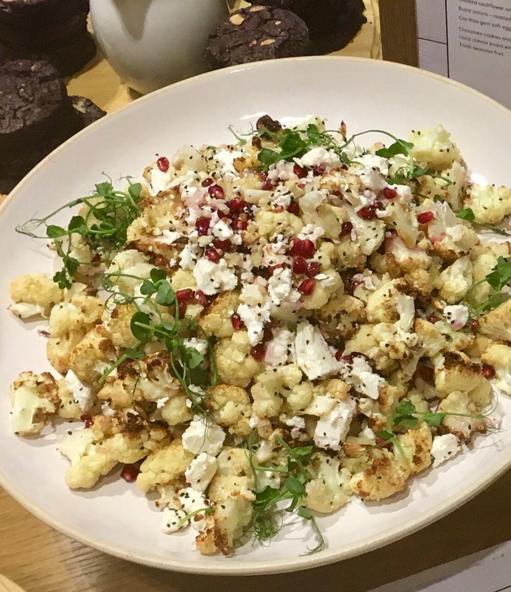 Roast cauliflower salad with pomegranate and feta cheese