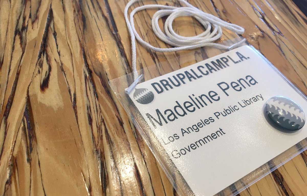 madelinepena's tweet image. This Drupal newbie is learning tons at #DrupalCampLA. @juliedecimal 🙌🏼