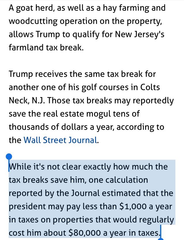 ChrisLu44's tweet image. Trump is vacationing on a farm. Seriously. 

His Bedminster golf course gets a NJ farmland tax break for having a herd of goats 🐐 #NotAFarm