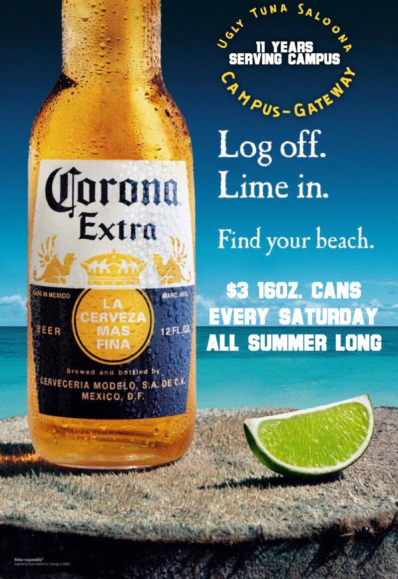 UglyTunaSaloona's tweet image. $1 off happy hour going on now! #uglyhour 8pm @djsamurai614 at 10pm! Best party in campus! Free SWAG at 11pm! #campusbars get over here!