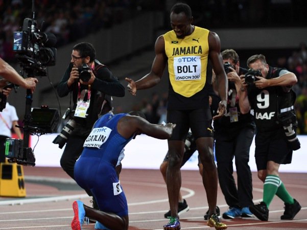 Justin Gatlin shocks the world to win 100m gold and wreck Usain Bolt's golden goodbye thesun.uk/60108Qj0s