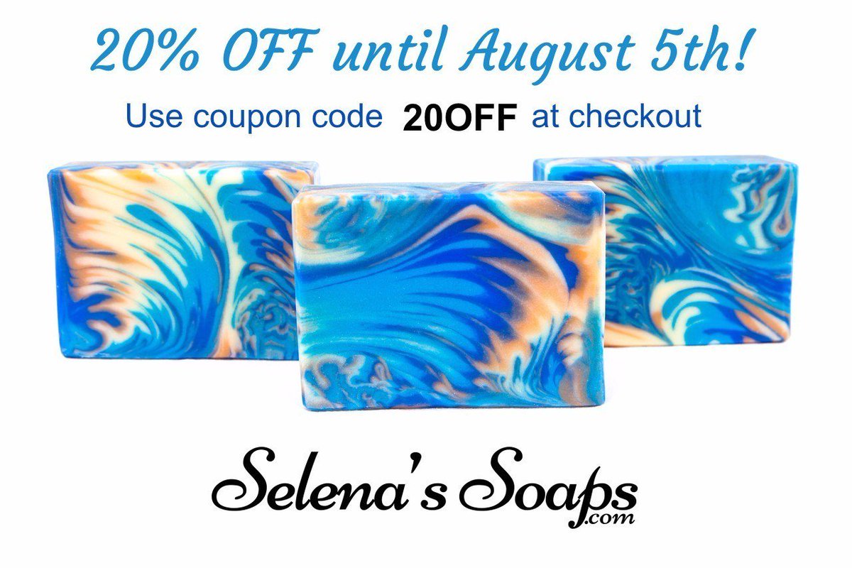 SelenasSoaps's tweet photo. Last chance: 20% off our entire product line ends in a few hours. The clock is ticking! ⏰

Use coupon code 20OFF at checkout. 🛒 https://t.co/FtmyHaMKYJ