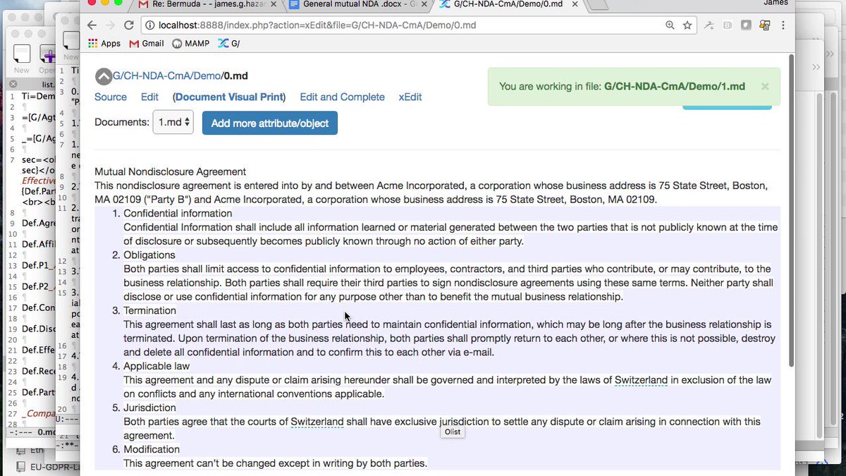 getelseif's tweet image. CommonAccord - Simple NDA - Swiss Law - github.com/JuridicalSlotM… dub.io/s/302112 #commonaccord #proseobjects