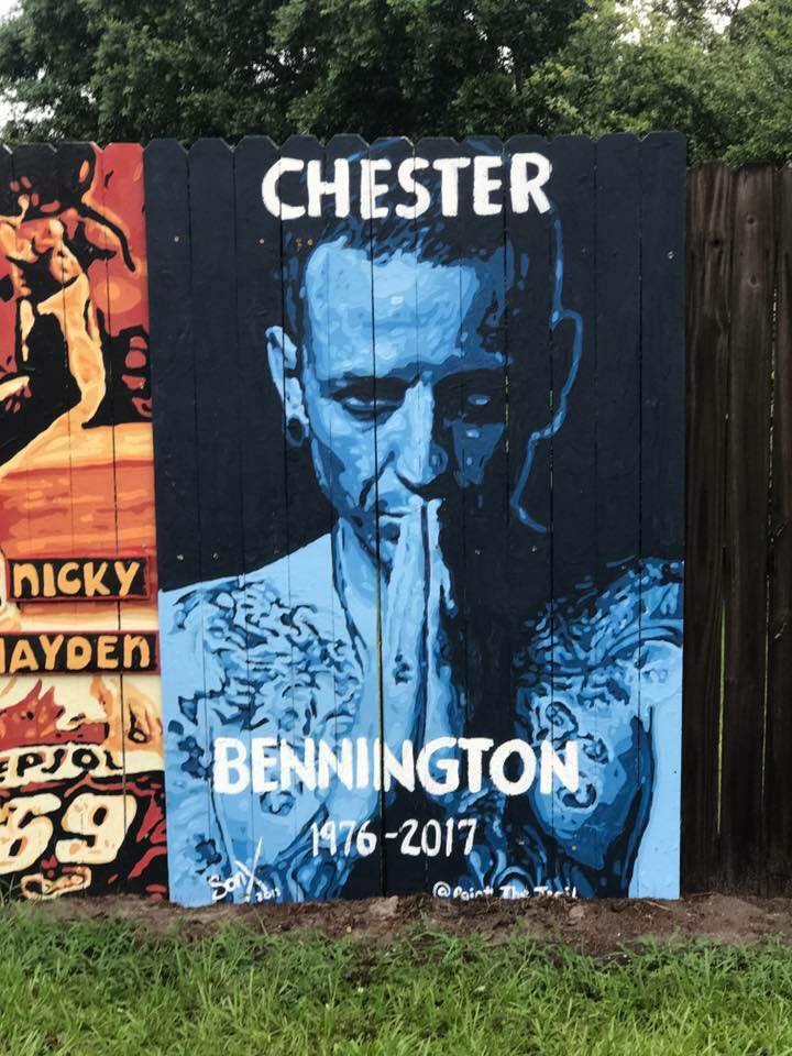LPAssociation's tweet image. A painting of Chester in Florida by Jeff Sonksen (Paint The Trail) - bit.ly/29n51jq #RIPChester